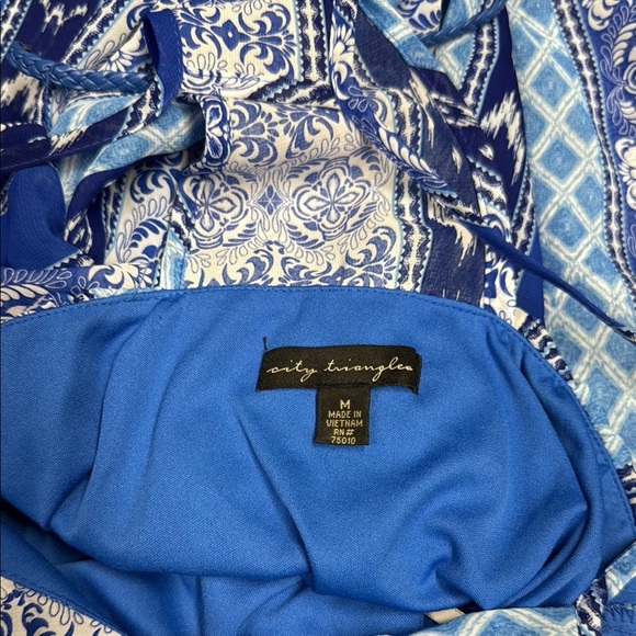 City Triangles Blue and White Halter Maxi Dress - Picture 2 of 4